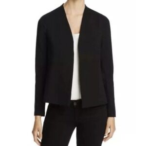 Three Dots Open-Front Peplum-Back Black Blazer Size Medium Minimalist Capsule